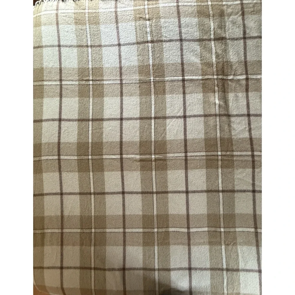 Lauren Ralph Lauren Vintage Wool Blanket Brown Plaid Fringe Camp Cabin 51